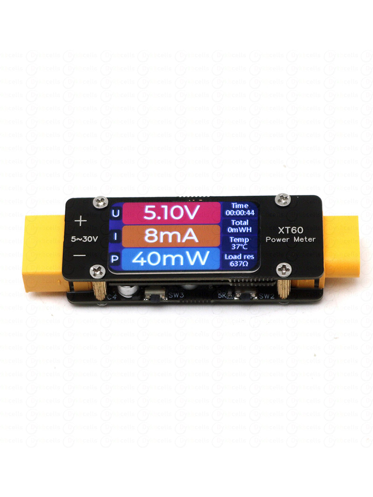 Drone Battery Voltage Checker - มิเตอร์วัดกระแสไฟฟ้าและกำลังไฟฟ้าแบบสองทิศทาง 2mA-64A DC XT60 พร้อมระบบแจ้งเตือน สำหรับแบตเตอรี่