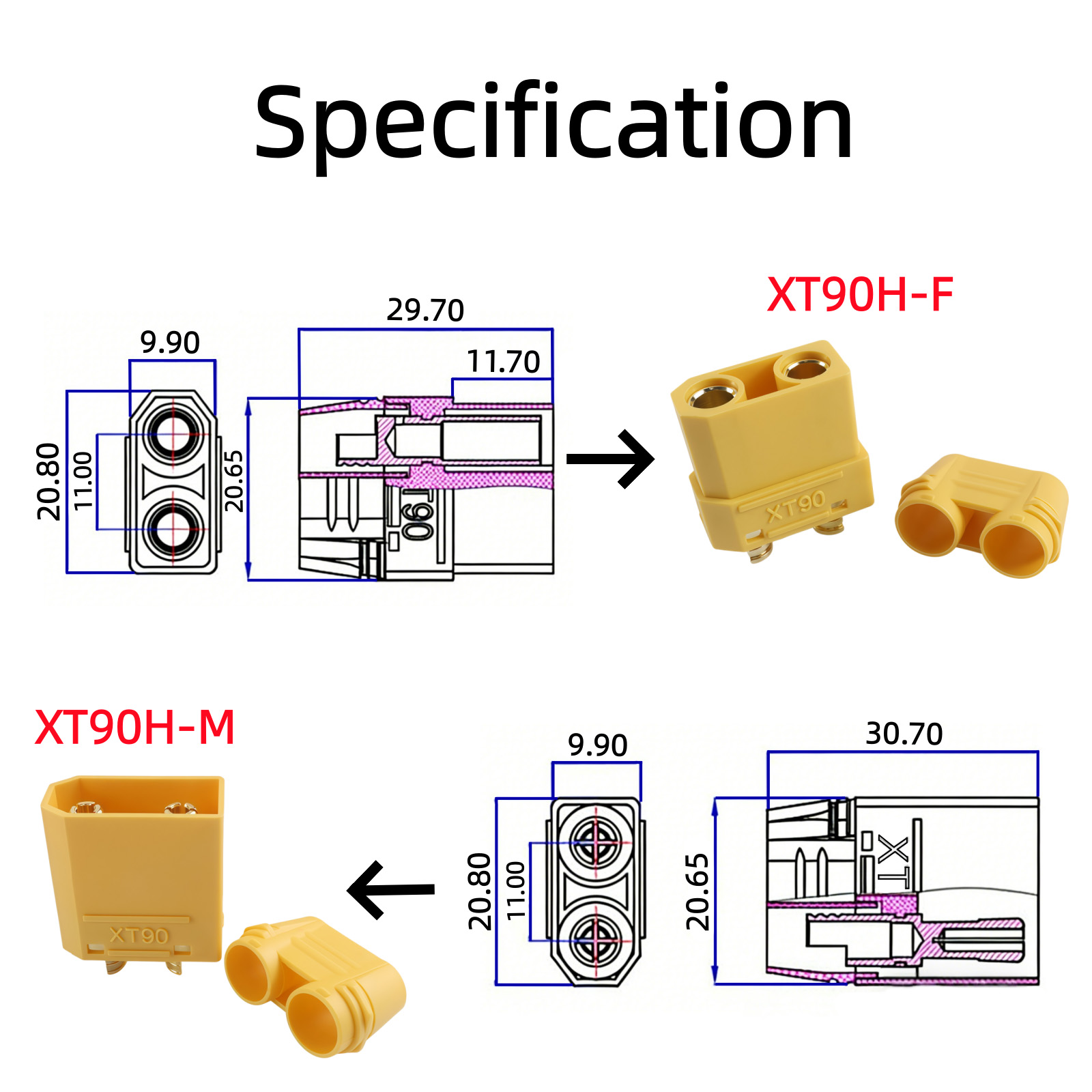 หัวต่อ XT90 แบบตัวผู้และตัวเมี - Drone Battery Connector บทวิจารณ์และราคา